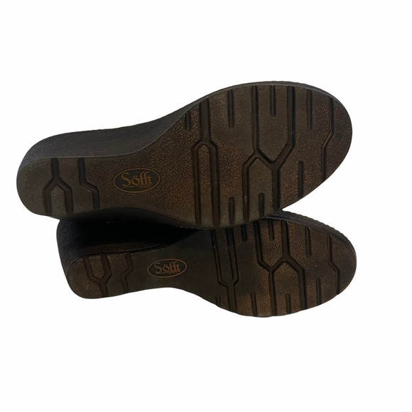 SOFFT Brown Bootie Size 8 Women Leather Wedge Chic Winter Glam Stylish Neutral - Picture 9 of 10